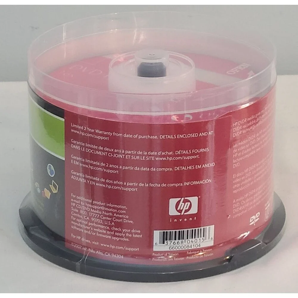 HP DVD-R 50 Pack Recordable Discs Blanks 16x Data 4.7 GB 120 Minute Video New